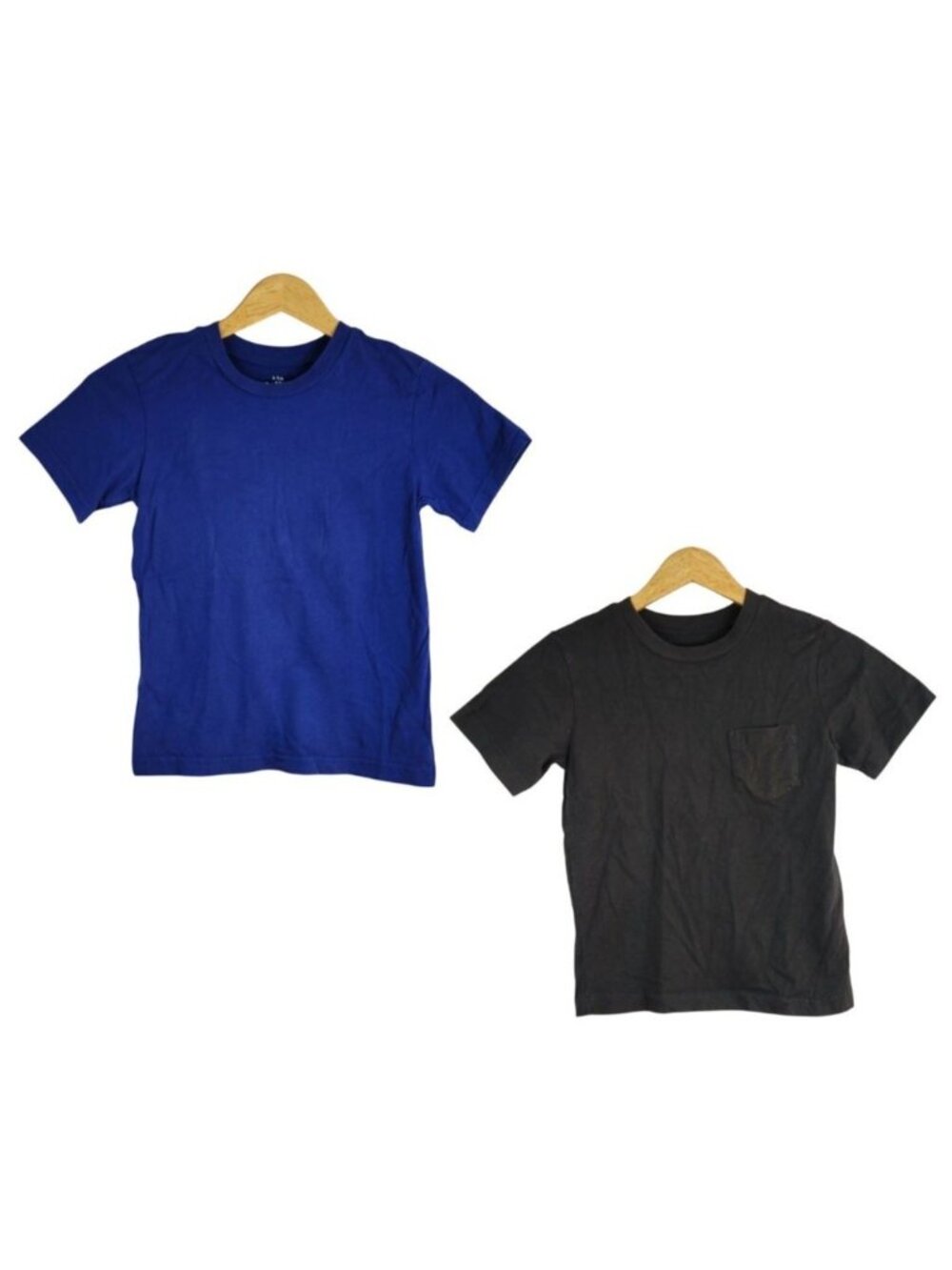 Children's Place Boys 100% Cotton T Shirt x2 Black Blue Small Short Sleeve Solid